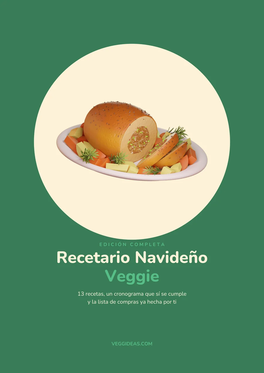 Portada del Recetario Navideño Veggie de Veggideas, 13 recetas de Navidad vegetarianas